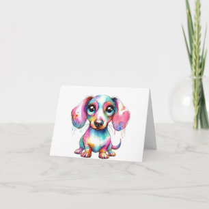 Cartão Placa De Puppy Dachshund Whimsical Adorável
