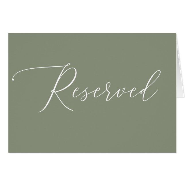 Cartão Placa de Reserva de Casamento Sage Green | Rótulo  (Frente horizontal)