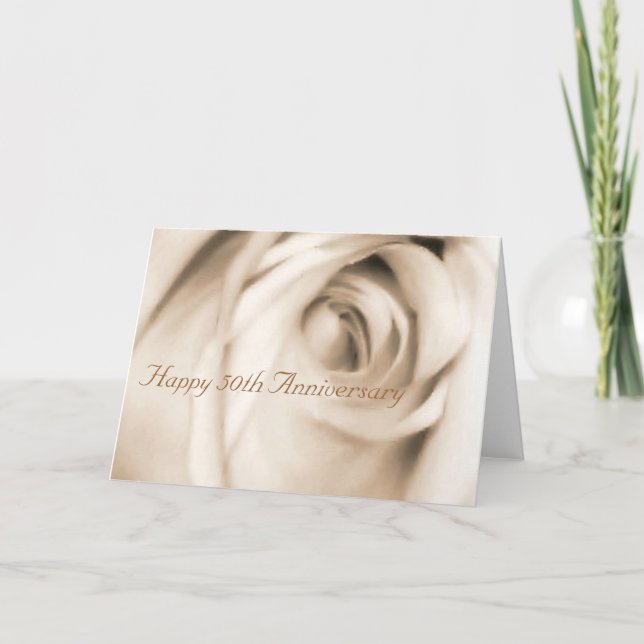 Cartão Placa de rosa do feliz aniversário de 50 anos (Frente)