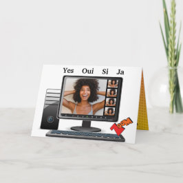 Cartão Placa de Sátira de Chamada de Vídeo de Aniversário