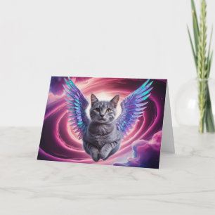 Cartão Placa de Saudação Anjo Voadora Tabby