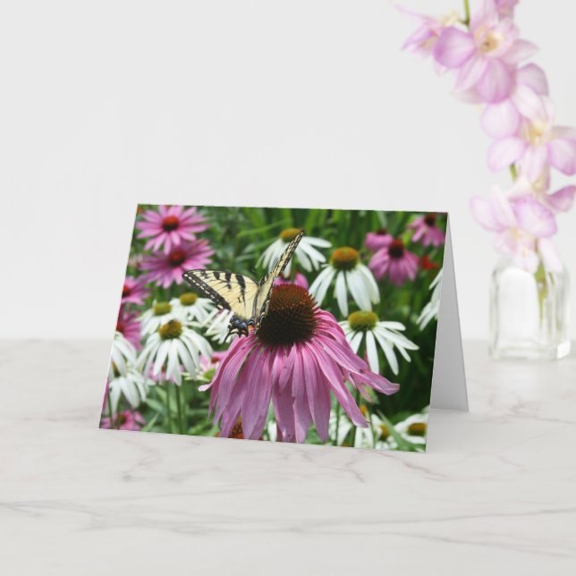 Cartão Placa de saudação da flor da borboleta do Swallowt (Orquídea)