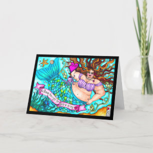 Cartão Placa de Saudação da Sereia com Gordura de Braços