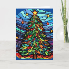 Cartão Placa de Saudação de Árvore de Natal de Vidro Estr
