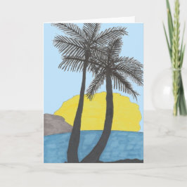 Cartão Placa de Saudação de Árvore de Palma Sunset