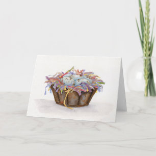 Cartão Placa de Saudação de Cesta de Ovos de Páscoa Vinta