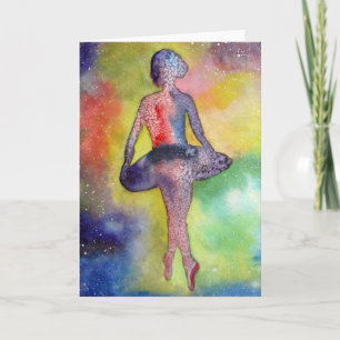 Cartão Placa de saudação de cores aquáticas Ballerina abs
