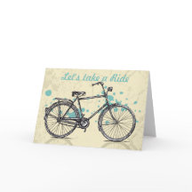 Placa de Saudação de Desenho da Bicicleta Vintage