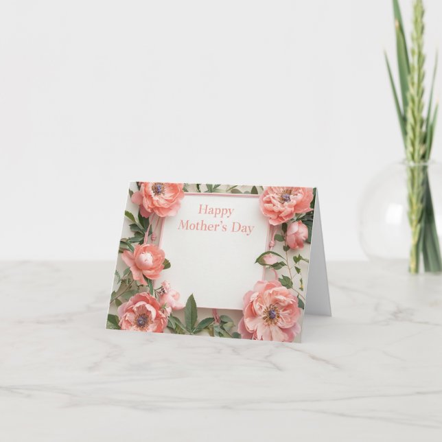 Cartão Placa de Saudação de Dia de as mães Floral (Frente)