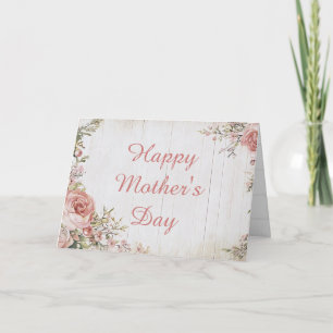 Cartão Placa de Saudação de Dia de as mães Floral Rosa