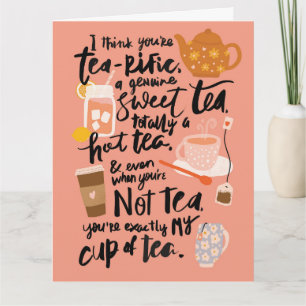 Cartão Placa de saudação de Dia de os namorados Tea-rific