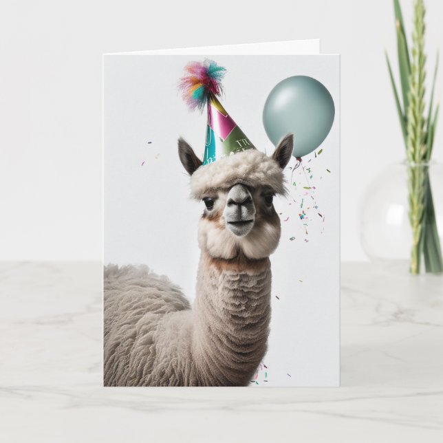 Cartão Placa de saudação de Festa de aniversário Alpaca (Frente)