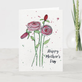 Cartão Placa de Saudação de Flores de Aquarela do dia de