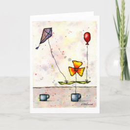 Cartão Placa de saudação de flores de pipa púrpura