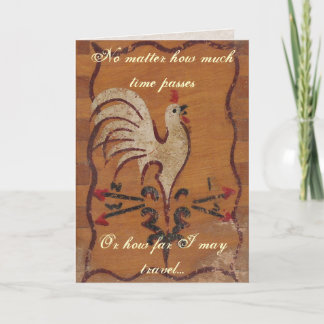 Cartão Placa de saudação de frango VIntage