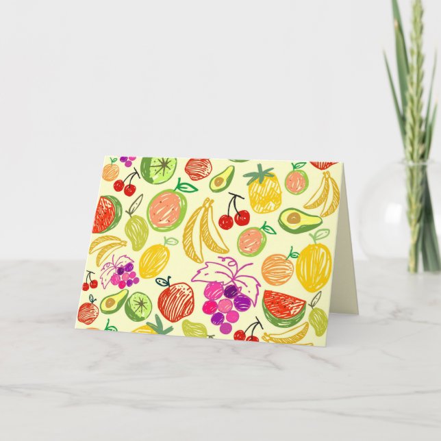 Cartão Placa de saudação de fruta mista (Frente)