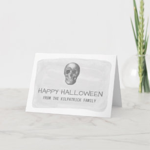 Cartão Placa de Saudação de Halloween do Caveira da cinza