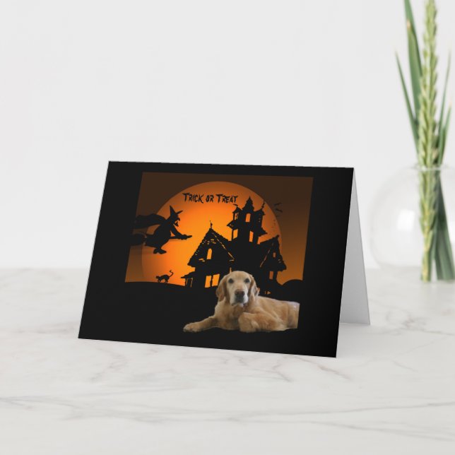 Cartão Placa de Saudação de Halloween para Retriever de o (Frente)