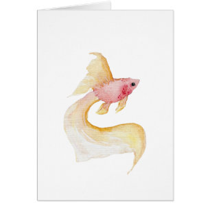 Cartão Placa de saudação de Impressão de Aquarela de Peix