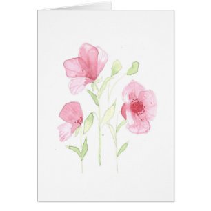 Cartão Placa de saudação de Impressão de Aquarela Poppy