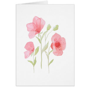 Cartão Placa de saudação de Impressão de Aquarela Poppy