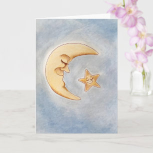 Cartão Placa de saudação de Lua e Estrela