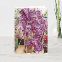 Cartão Placa de saudação de orquídeas personalizável