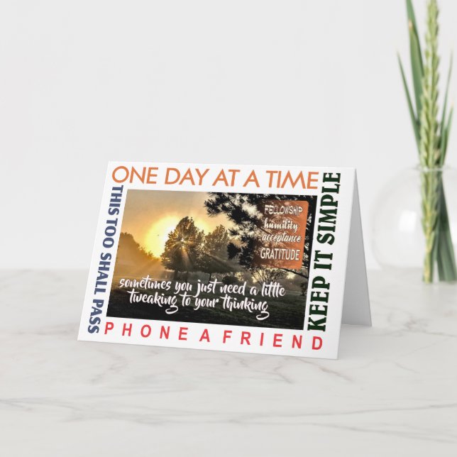 Cartão Placa de saudação de recuperação de 12 etapas 25 (Frente)