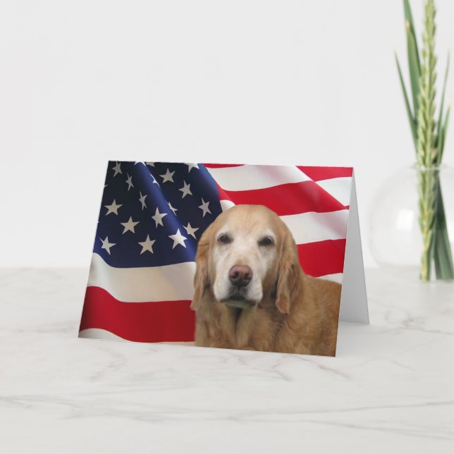 Cartão Placa de Saudação de Retriever de ouro (Frente)