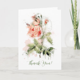 Cartão Placa de saudação de Rosas de aquarela chique