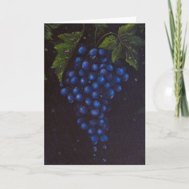 Cartão Placa de Saudação de Uvas (Frente)