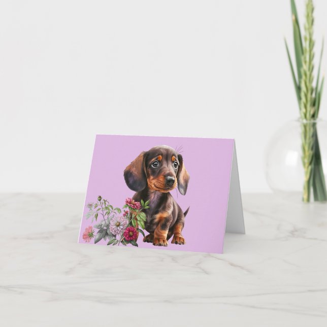 Cartão Placa de saudação de Vazio Dachshund Puppy Adoráve (Frente)