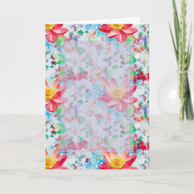 Cartão Placa de Saudação de Vazio Floral D3 Personalizáve (Frente)