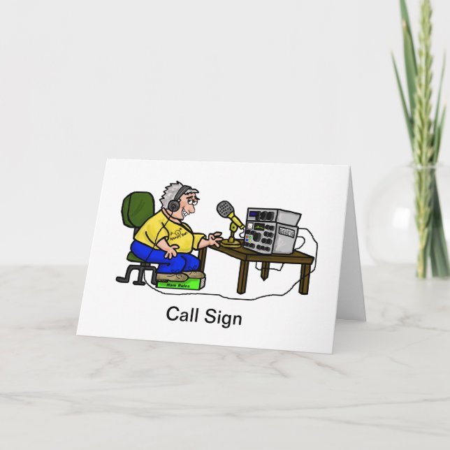 Cartão Placa de Saudação do Operador Feliz Ham Personaliz (Frente)