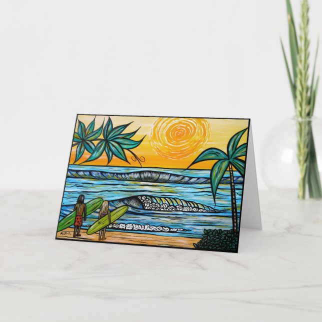 Cartão Placa de saudação do surf (Frente)