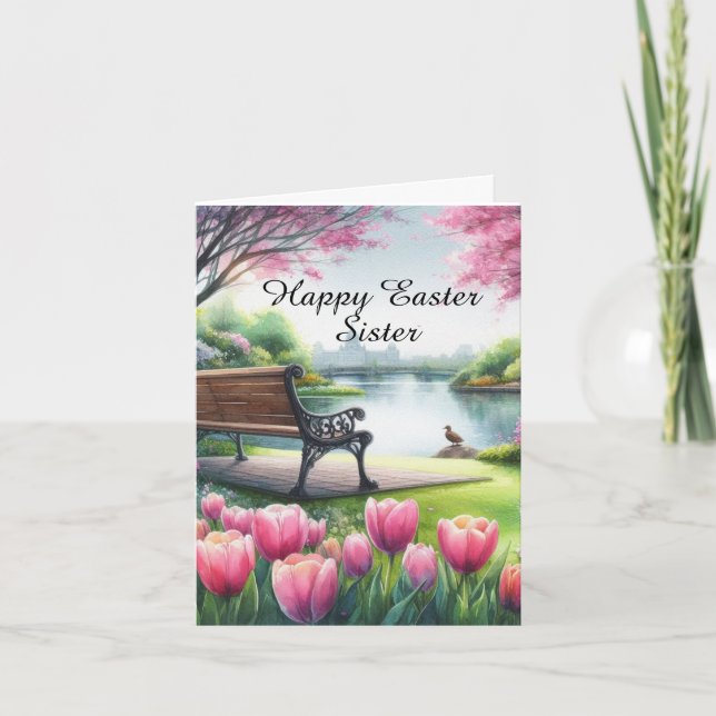 Cartão Placa de saudação dobrada do felz pascoa Sister (Frente)