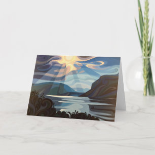 Cartão Placa de saudação dobrada em lago Shuswap Spirl