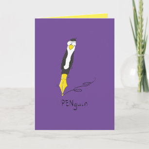 Cartão Placa de saudação engraçada PENguin Tinta-Canet