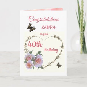 Cartão Placa de saudação Feliz aniversário de 40 anos 