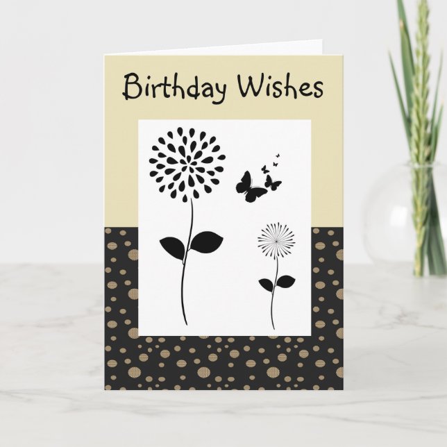 Cartão Placa De Saudação Floral De Ponto abstrato Dourado (Frente)