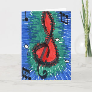 Cartão Placa de saudação "O som do vermelho" Abstrato