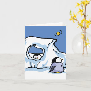 Cartão Placa de saudação Pek-a-Boo do Pintinho Pinguim
