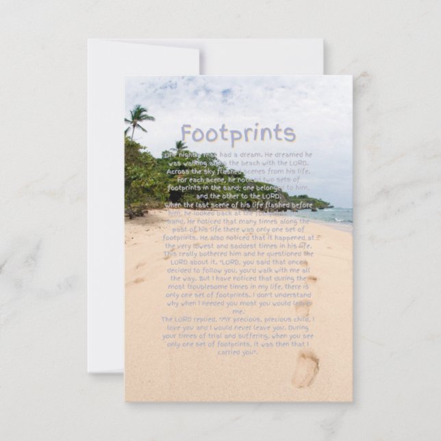 Cartão Placa de Saudação Plana 2A do Poema de Pegada (Frente)