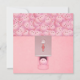 Cartão Placa de saudação plana de máquina lombar rosa