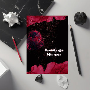 Cartão Placa de saudação Plana Vermelha e Preta