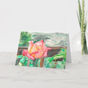 Cartão Placa de saudação "Rosa de dupla deleção" Amber La