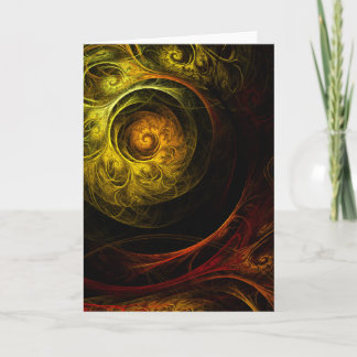 Cartão Placa de saudação Sunrise Floral Red Abstrato Art