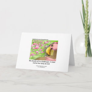 Cartão Placa de Saudação Tackel Rosa Flamingos Engraça