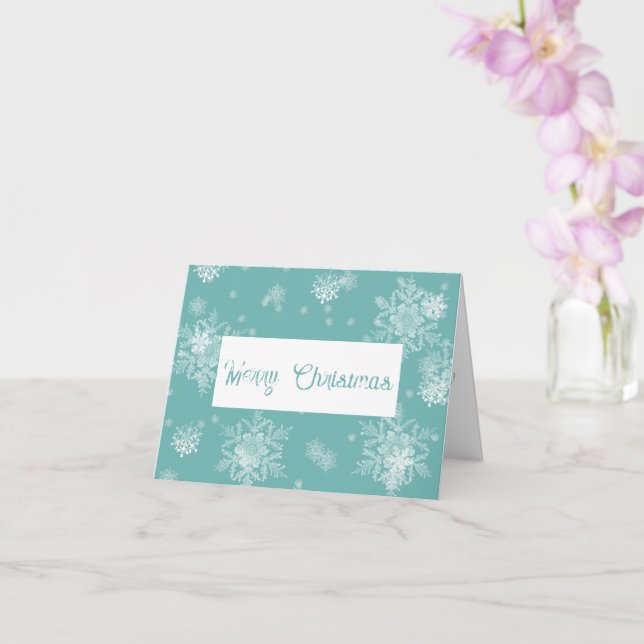 Cartão Placa de Saudação Teal Christmas Snowflakes (Orquídea)