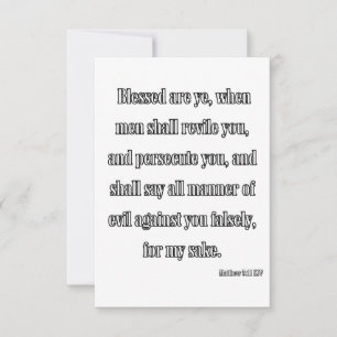 Cartão Placa de saudação Versa da Bíblia Matthew 5:11 KJV